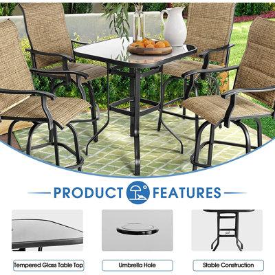 Red Barrel Studio Bar Table Glass Metal In Black Size 36 2 H X 31 5 W D Wayfair D0161ab06d164e9a92384de0098ef2cd From Accuweather - Bar Height Patio Set With Umbrella Hole