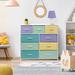 Latitude Run® Martensdale 9 Drawer 39.5" W Double Dresser Wood in Green/Yellow/Indigo | 39.5 H x 39.5 W x 11.5 D in | Wayfair