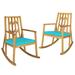 Corrigan Studio® Patio Chair w/ Cushions Wood in Blue | 41 H x 28.5 W x 38 D in | Wayfair 70F885C792D641F4BDACBD7859B422FD