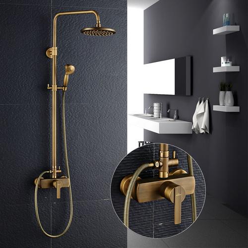 Auralum - Duschsystem Retro Bronze Duschset Duschsäule mit verstellbarer Stange Duschsystem mit