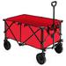 Costway Outdoor Folding Wagon Cart with Adjustable Handle and Universal Wheels-Red