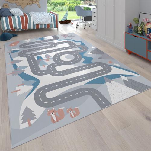 Paco Home - Kinderteppich Spielteppich Teppich Kinderzimmer Straßen Design Mit Tieren Creme 80x150