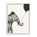 Stupell Industries Elephant w/ Derby Hat Holding Black Balloon Art in White | 20 H x 16 W x 1.5 D in | Wayfair ak-309_wfr_16x20