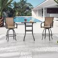 Winston Porter Tadwick Square 2 - Person Swivel Bistro Set Glass in Brown | Outdoor Furniture | Wayfair 9310C6AF4B294467BC4BEE3FA830DDD1