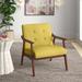 Armchair - Wade Logan® Banassak 28.5" Wide Fabric Tufted Armchair w/ Solid Wood Frame Polyester in Yellow | 31.25 H x 28.5 W x 27.5 D in | Wayfair