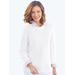 Appleseeds Women's Shaker-Stitch Pullover Sweater - White - 1X - Womens