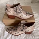 Anthropologie Shoes | Anthropologie Marion Low Shaft Ankle Boots Snake Skin Size 8 Brown. | Color: Brown/Cream | Size: 8