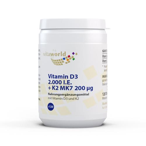 Vita World – VITAMIN D3+K2 2.000 I.E./200 μg Tabletten Vitamine