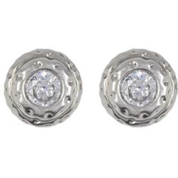 Kate Spade Jewelry | Kate Spade Bezel Cz Hammered Round Stud Earrings Bnwt | Color: Silver | Size: 0.5cm