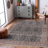 Kitango 3'11" x 5'11" Traditional Updated Traditional Farmhouse Charcoal/Cream/Dusty Pink/Medium Brown/Pale Blue Area Rug - Hauteloom