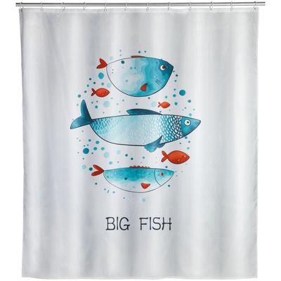 Duschvorhang Big Fish, Textil (Polyester), 180 x 200 cm, waschbar, Mehrfarbig, Polyester mehrfarbig