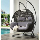 Vasta Patio Swing Chair with Stand, Fabric & Wicker