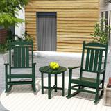 Polytrends Laguna 3-Piece Poly Weather-Resistant Rocking Chairs with Side Table Set