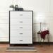 Wood 5 Drawers Chest in White & Espresso