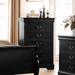 Wood 5 Tier Drawers Chest in Black