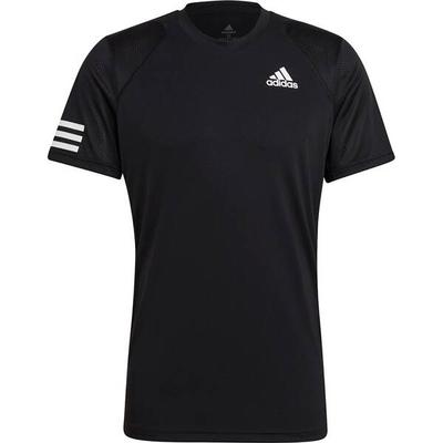 ADIDAS Herren Tennis Shirt "Club 3 Stripes" Kurzarm, Größe S in Schwarz