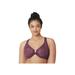 Plus Size Women's Full Figure Plus Size Lacey T-Back Front-Close WonderWire Bra Underwire 9246 by Glamorise in Black Plum (Size 48 C)