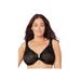 Plus Size Women's Full Figure Plus Size Lacey T-Back Front-Close WonderWire Bra Underwire 9246 by Glamorise in Black (Size 34 F)