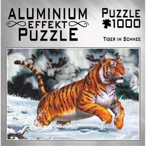 Aluminium Effekt Puzzle. Motiv: Tiger im Schnee 1.000 Teile