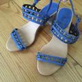 Anthropologie Shoes | Blue Block Heel Sandals | Color: Blue | Size: 6