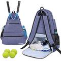 ACOSEN Tennis Bag Tennis Backpack - Tennis Bags for Women or Men to Holds 2 Tennis Rackets, Pickleball Paddles, Clothes and Balls, Separate Ventilated Shoe Compartment (Purple - B)