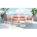 AllModern Pixley Rectangular 6 - Person 55.25" Long Outdoor Dining Set Metal in Orange | 55.25 W x 31.5 D in | Wayfair