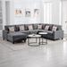 Gray Sectional - Ebern Designs Ruffo 124" Wide Linen Reversible Modular Sofa & Chaise Linen | 33 H x 124 W x 95.5 D in | Wayfair