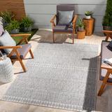 Cabalitian 7'10" Round Outdoor Farmhouse Moroccan Blue/Gray/Navy/Oatmeal/Off White/Pale Blue/Taupe/Medium Gray Outdoor Area Rug - Hauteloom