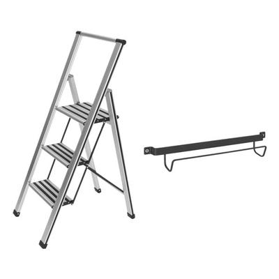 Wenko Klapptrittleiter »Alu-Design« silberfarben 3-stufig mit Wandhalterung silber