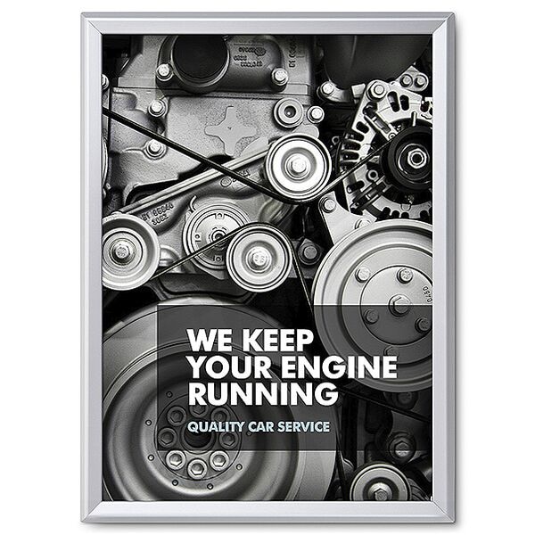 Showdown Displays Klapprahmen 50 x 70 cm Gehrungsecken 32 mm Profil Brandschutz B1 silber silber, 54.5x74.5x1.6 cm