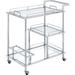 3 Tier Serving Cart with Glass Shelves and Metal Frame, Chrome