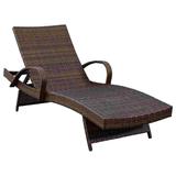 Reclining Chaise Lounge with Wicker Frame, Set of 2, Brown