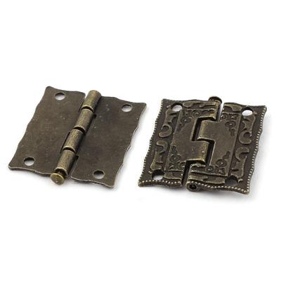 Antique Style Case Jewelry Box Door Cabinet Hinges Bronze Tone 2PCS - Bronze Tone