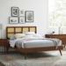 Sidney Cane and Wood Full Platform Bed With Splayed Legs