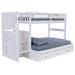 OS Home and Office Furniture Solid Pine Mission Staircase Twin over Full Bunk Bed with Seven Drawers in Casual White