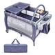 COSTWAY 3 in 1 Travel Cot, Foldable Baby Playard with Bassinet, Changing Table, Toy Bar, Wheels and Carry Bag, Infants Nursery Center for Boys Girls (Grey)