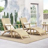 Beachcrest Home™ Buford Patio Chair w/ Ottoman Wood/Wicker/Rattan in Brown/White | 32.5 H x 24.25 W x 33.5 D in | Wayfair