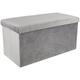 FLOY - Coffre Banc Pliable Velours Gris Clair - Gris