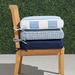 Double-piped Outdoor Chair Cushion - Frida Leaf Indigo, 19"W x 18"D, Standard - Frontgate