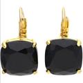 Kate Spade Jewelry | Kate Spade Earrings Small Square Leverback Earrings | Color: Black/Gold | Size: Os