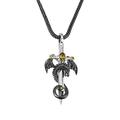 Ugaarsan Cross Dragon Necklace Men's Gothic Cool Vintage Medieval Jewellery, Birthstone Dragon Pendant 93/11