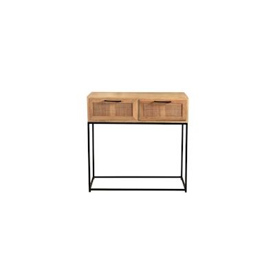 SIT Möbel Konsolentisch | 2 Schubladen | Mango mit Rattan-Front | Serie CANE | B 80 x T 35 x H 77 cm | natur