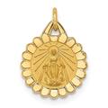 14ct Gold Solid Polished Satin Tiny Round Scalloped Miraculous Medal Pendant Necklace Measures 15.5x11.2mm Wide Jewelry Gifts for Women