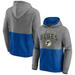 Men's Fanatics Branded Heathered Gray/Blue St. Louis Blues Block Party Classic Arch Signature Pullover Hoodie