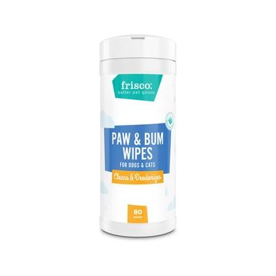 Frisco Deodorizing Paw & Bum Waterless Grooming Wipes for Dogs & Cats, 80 count