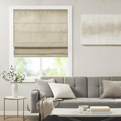 Madison Park 100% Polyester Printed Faux Silk Room Darkening Cordless Roman Shade in Taupe - Olliix MP40-7445