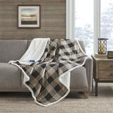 "Woolrich 100% Polyester Printed Mink Heated Throw W/ 1"" Berber Hem in Tan - Olliix WR54-3251"