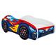 Lit voiture sport rouge et bleu 70x140 cm - Sommier et matelas inclus