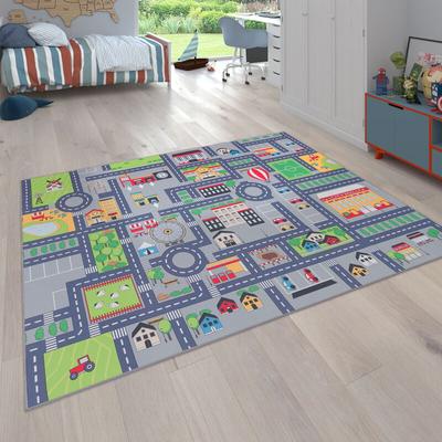 Paco Home - Spielteppich Kinderteppich Kinderzimmer Straßenteppich Straßen Design, In Grau 140x200