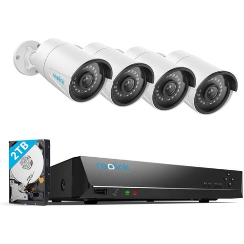 5MP Überwachungskamera Aussen Set, Kamerasystem mit 4X 5MP PoE ip Kamera, 8CH nvr mit 2TB